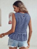 Blusa Peplum Cuadros Gingham con Volantes y Sin Mangas