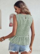 Blusa Peplum Cuadros Gingham con Volantes y Sin Mangas