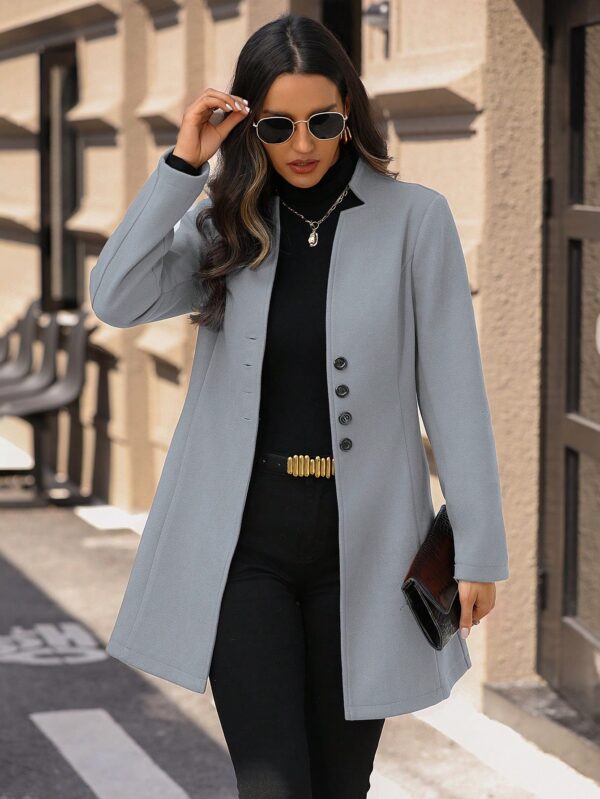 Abrigo de Lana Ajustado con Cuello Mao Estilo Casual - Image 4