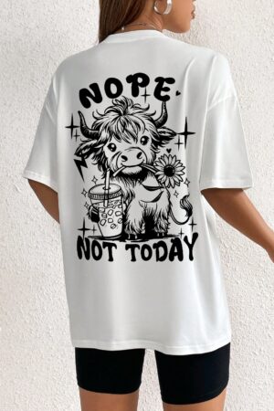 Camiseta Casual de Verano con Estampado y Manga Caída