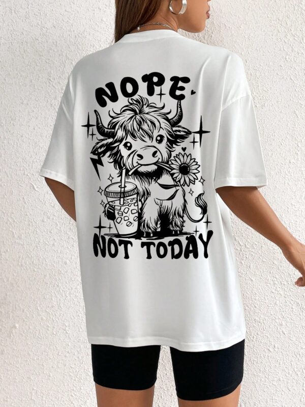 Camiseta Casual de Verano con Estampado y Manga Caída