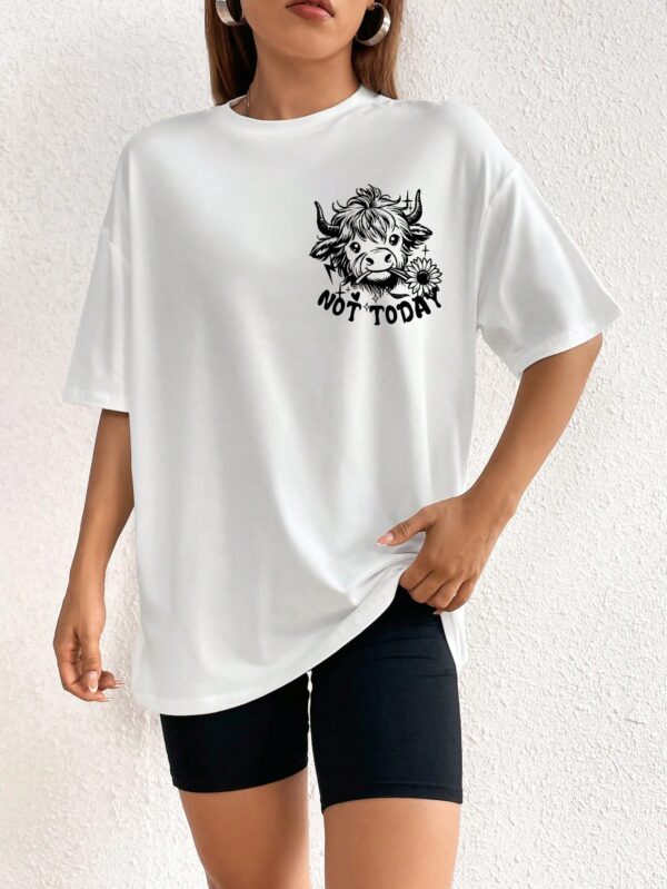 Camiseta Casual de Verano con Estampado y Manga Caída - Image 2