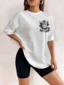 Camiseta Casual de Verano con Estampado y Manga Caída