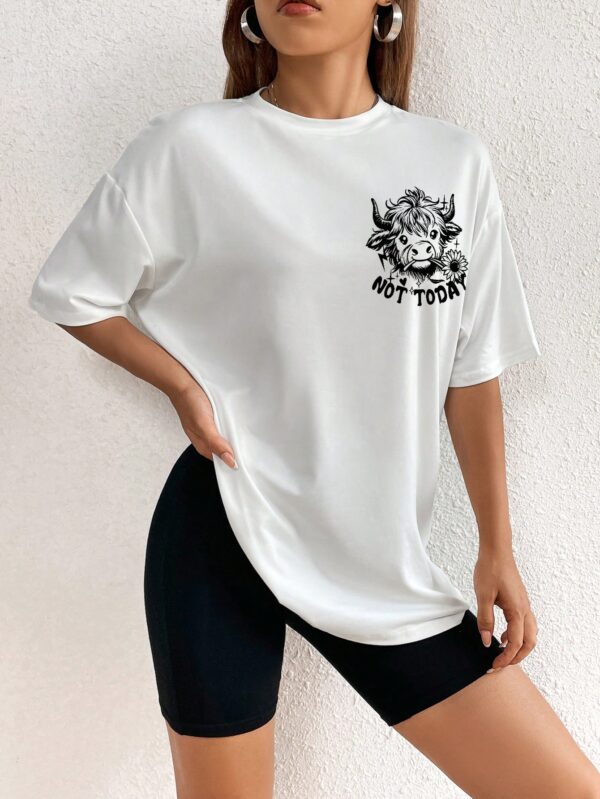 Camiseta Casual de Verano con Estampado y Manga Caída - Image 3