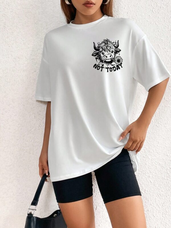 Camiseta Casual de Verano con Estampado y Manga Caída - Image 4
