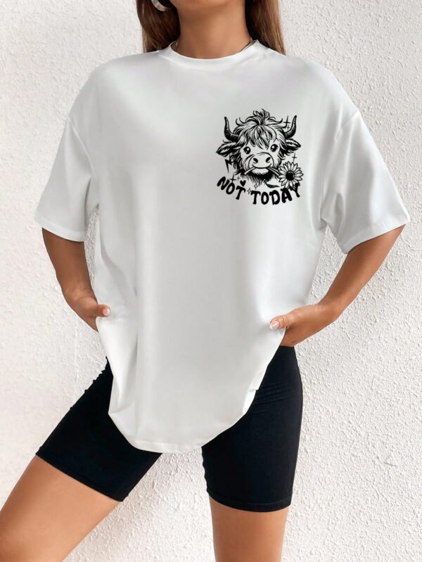 Camiseta Casual de Verano con Estampado y Manga Caída - Image 5