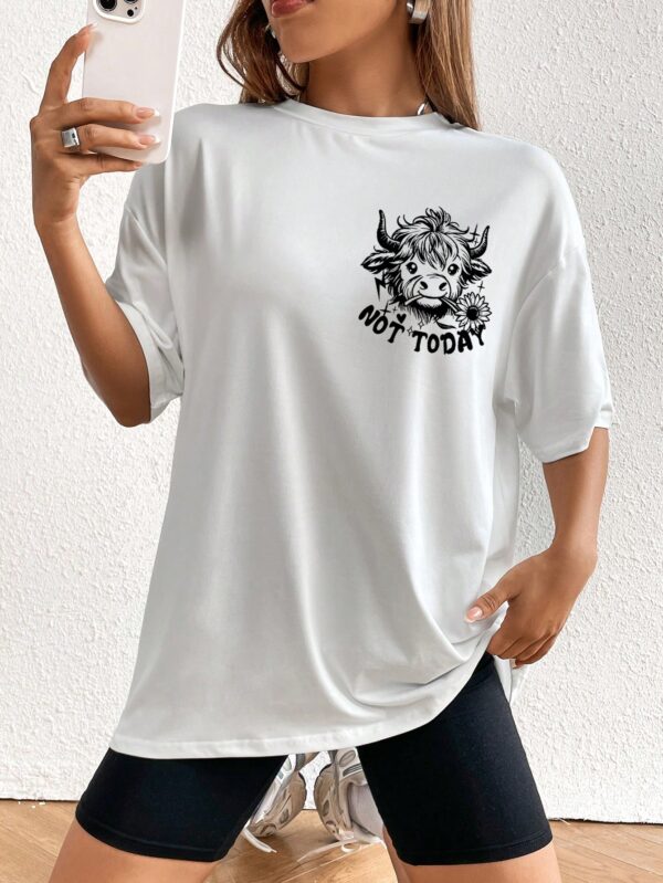 Camiseta Casual de Verano con Estampado y Manga Caída - Image 6