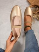 Zapatos Negros de Punta Cuadrada y Banda Elástica