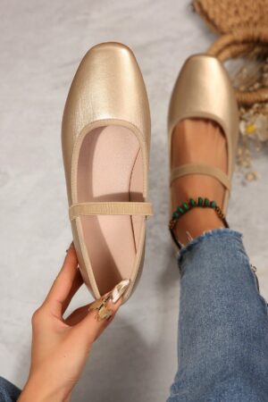 Zapatos Negros de Punta Cuadrada y Banda Elástica