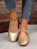 Zapatos Negros de Punta Cuadrada y Banda Elástica
