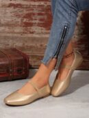 Zapatos Negros de Punta Cuadrada y Banda Elástica