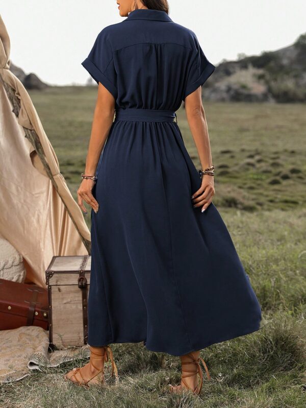 Vestido Maxi con Botones y Mangas Murciélago - Image 9