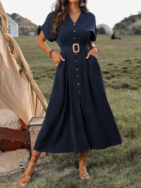 Vestido Maxi con Botones y Mangas Murciélago - Image 13