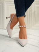 Zapatos de Tacón Elegantes con Correa Trasera y Tacón Piramidal