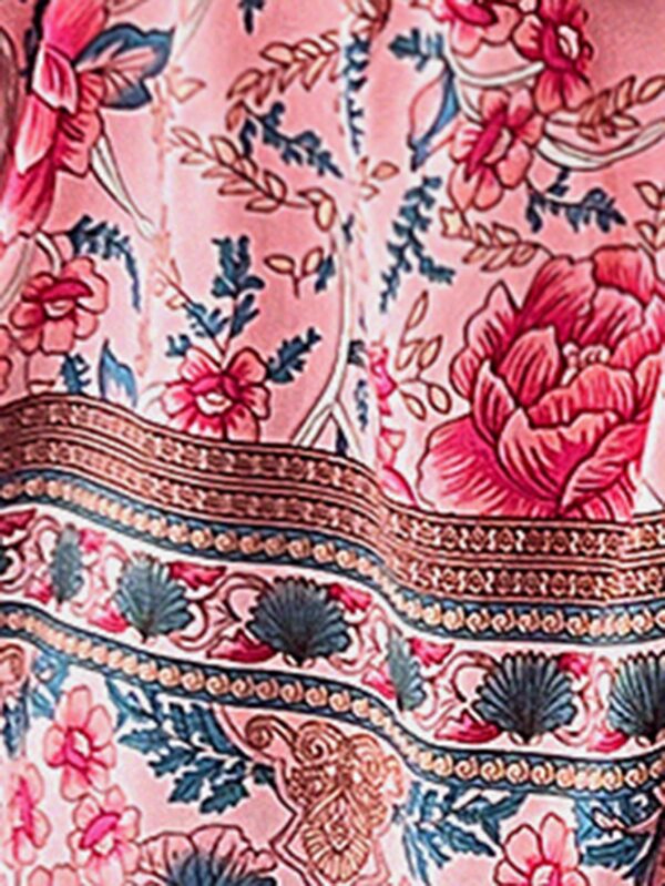 Blusa Floral con Lazada al Cuello y Mangas Farol - Image 7