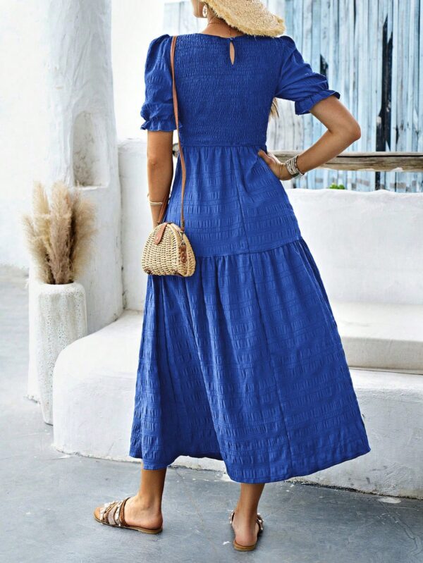 Vestido Maxi Clásico Negro con Mangas Puff y Ruedo de Volantes - Image 38