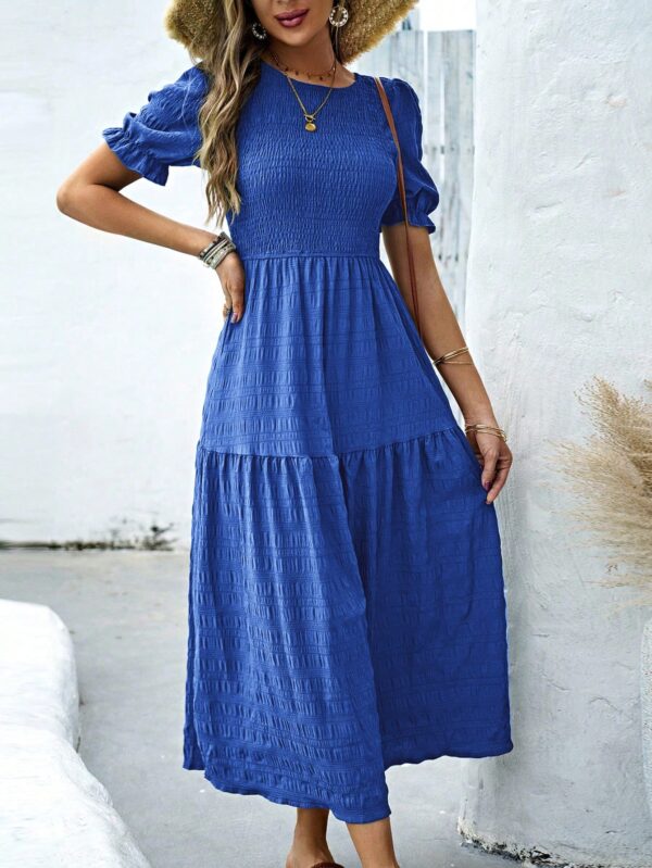 Vestido Maxi Clásico Negro con Mangas Puff y Ruedo de Volantes - Image 42