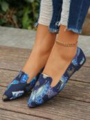 Mocasines Casuales de Puntera Puntiaguda con Hilos Dorados
