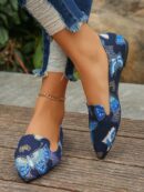 Mocasines Casuales de Puntera Puntiaguda con Hilos Dorados