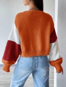 Cardigan Largo con Hombros Caídos y Diseño Colorblock