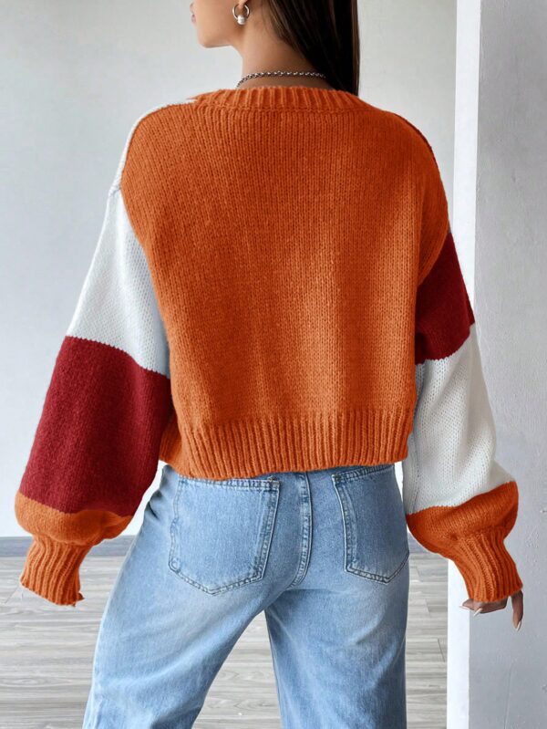 Cardigan Largo con Hombros Caídos y Diseño Colorblock - Image 66