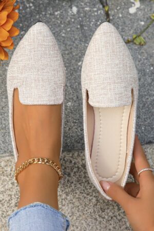 Mocasines Casuales de Puntera Puntiaguda con Hilos Dorados