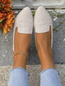 Mocasines Casuales de Puntera Puntiaguda con Hilos Dorados