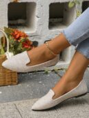 Mocasines Casuales de Puntera Puntiaguda con Hilos Dorados
