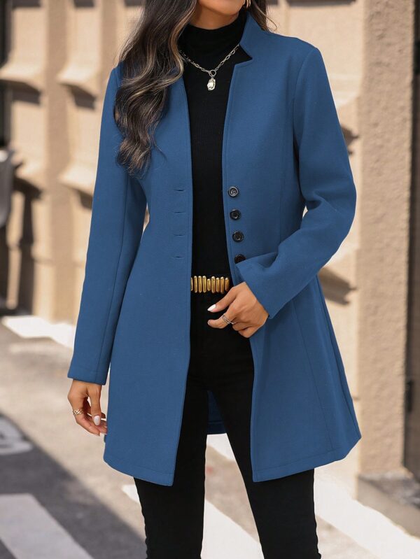 Abrigo de Lana Ajustado con Cuello Mao Estilo Casual - Image 21