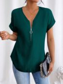 Blusa Casual con Cremallera y Manga Murciélago