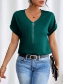 Blusa Casual con Cremallera y Manga Murciélago