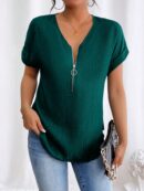 Blusa Casual con Cremallera y Manga Murciélago