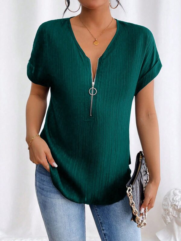 Blusa Casual con Cremallera y Manga Murciélago - Image 53