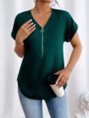 Blusa Casual con Cremallera y Manga Murciélago