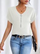 Blusa Casual con Cremallera y Manga Murciélago