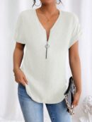 Blusa Casual con Cremallera y Manga Murciélago