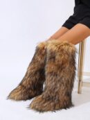 Botas de Nieve Peludas de Caña Media para Mujer