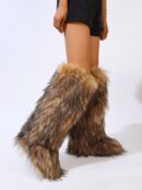 Botas de Nieve Peludas de Caña Media para Mujer