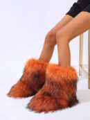 Botas de Nieve Peludas de Caña Media para Mujer