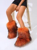 Botas de Nieve Peludas de Caña Media para Mujer