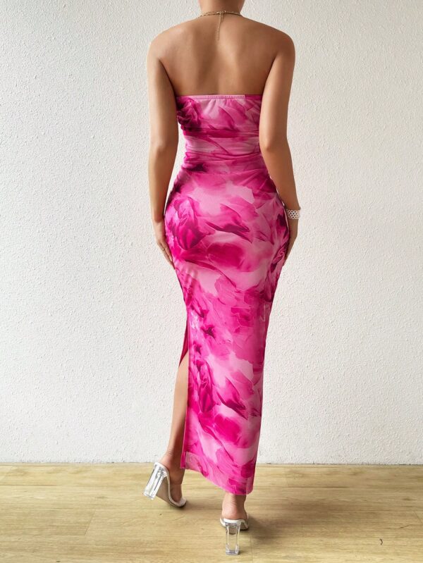 Vestido Strapless Tie Dye con Abertura Lateral y Ruched - Image 63