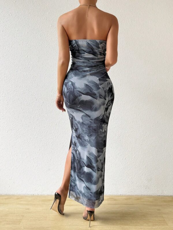 Vestido Strapless Tie Dye con Abertura Lateral y Ruched - Image 57