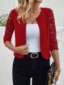 Blazer Mujer con Encaje en Mangas y Abertura frontal