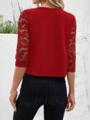 Blazer Mujer con Encaje en Mangas y Abertura frontal