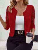 Blazer Mujer con Encaje en Mangas y Abertura frontal