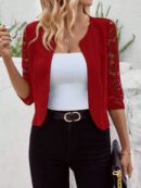 Blazer Mujer con Encaje en Mangas y Abertura frontal