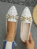Zapatos Planos Estampados con Punta Afilada y Diseño Deslizable