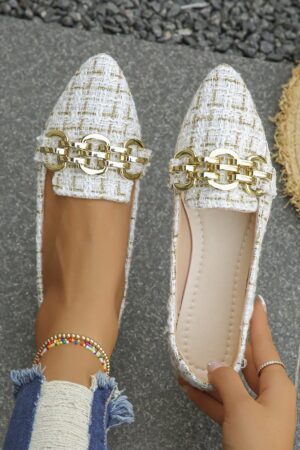 Zapatos Planos Estampados con Punta Afilada y Diseño Deslizable
