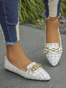 Zapatos Planos Estampados con Punta Afilada y Diseño Deslizable