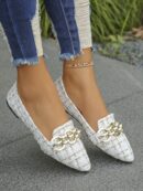 Zapatos Planos Estampados con Punta Afilada y Diseño Deslizable